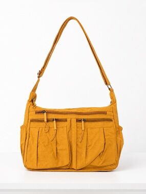 Lisinaer Mustard Shoulder Bag with Multiple Pockets